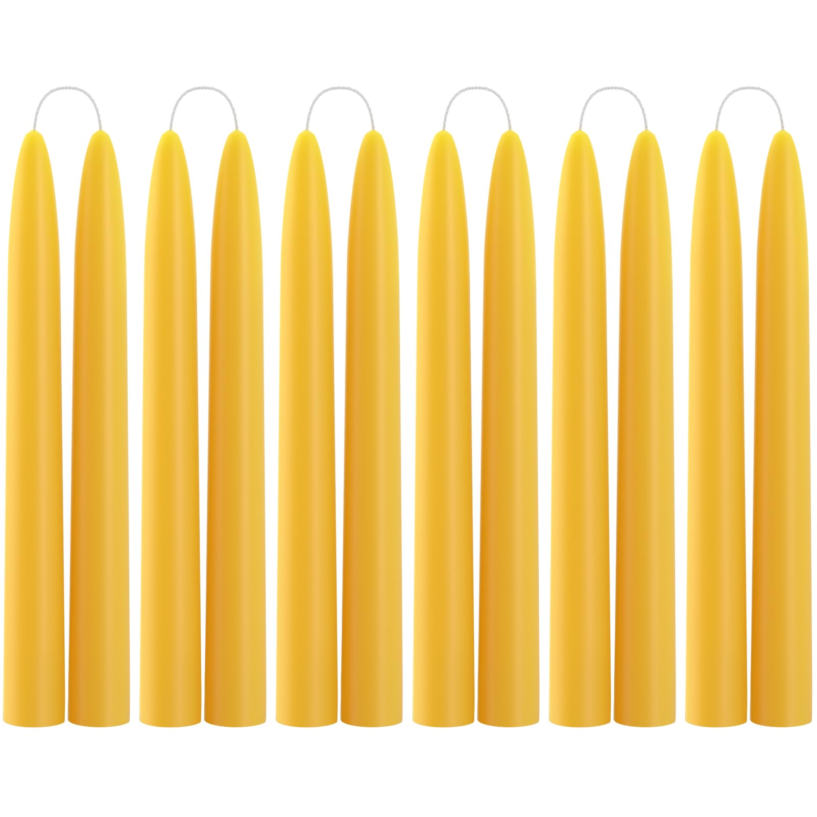Photo 1 of 12 Pack 100% Pure Natural Beeswax Taper Candles, 8 Hours Long Burning Emergency Beeswax Candles Sticks, 8 inch Organic Bees Wax for Home, Prayer, Christmas, Party | Unscented, Smokeless, Dripless