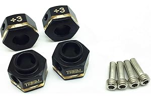 Treal Brass Widen Wheel Hubs Hex Pins Blacke 4pcs-Set Compatible with TRX-4 RC Car +3mm