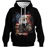 CZLBTFTP American Flag Bald Eagle Long Sleeve Pullover Hoodie