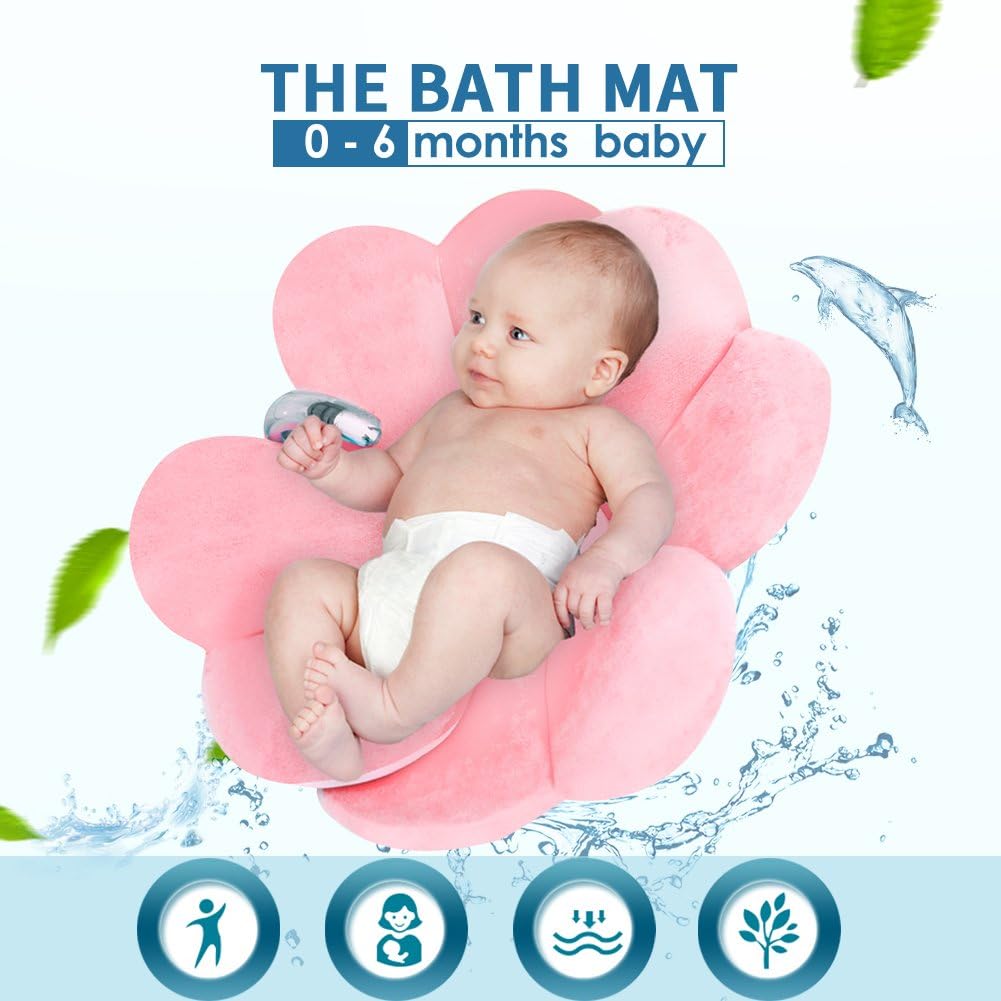 KARRI Petal Bath Mat, 34.2 Inches Sink Flower Bath Mat, Protective and Comfortable Newborn Bath Cushion
