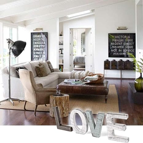 Buy Flexzion Rustic Wooden Block Love Sign Cutout Letters