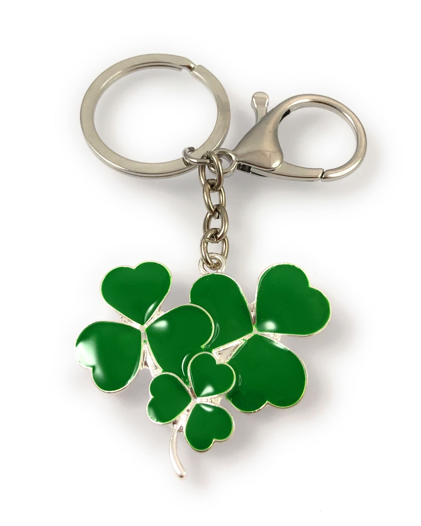 FizzyButton Gifts Shamrock Clover keyring keyring with lobster clasp and enamel charm