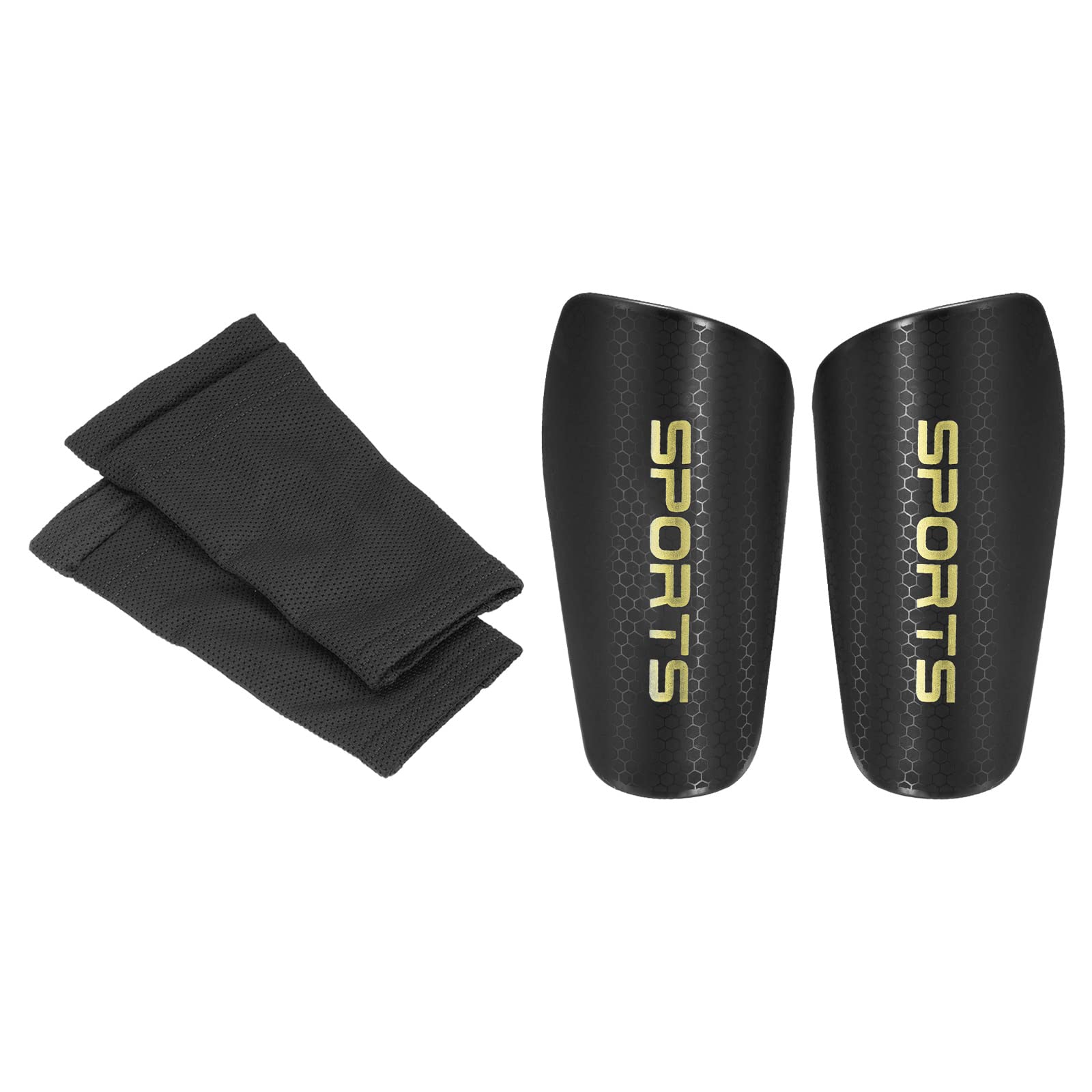 PATIKIL Soccer Shin Guards Sleeves with Pocket, EVA Calf Shin Pads Cushion Sports Protective Equipment, Black S