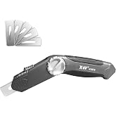 XW Retractable Carpet Knife with Twist-lock Design, Heavy Duty Zinc Alloy Knife with Blade Storage, Extra 5 Blades Included.
