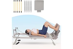 HOWHAI Pilates Reformer, Foldable Reformer Pilates Machine for Home, Pilates Equipment for Advanced and Beginner Up to 400 lbs Capacity, with Jumping Board and Dual Resistance-4 Springs and 5 Cords
