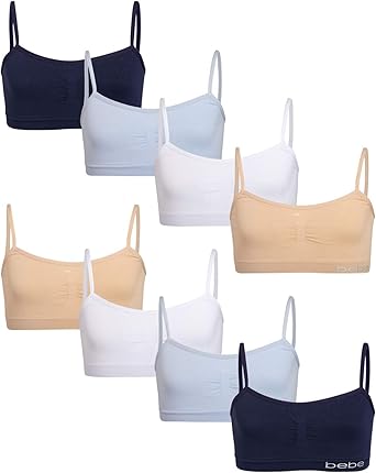 Amazon Com Bebe Girl S Seamless Training Cami Sports Bra 8 Pack Clothing