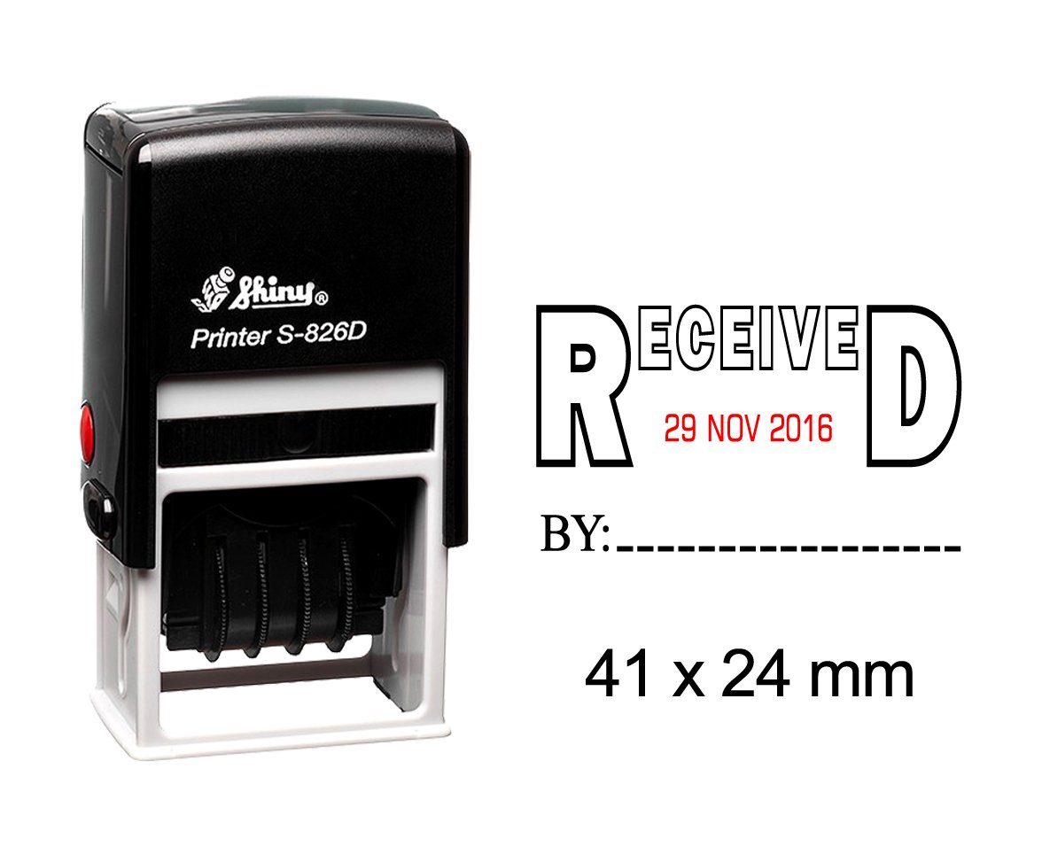 Shiny Date Stamper Self Inking with Received by Text Ofiice Stationary Rubber Stamp S-826D
