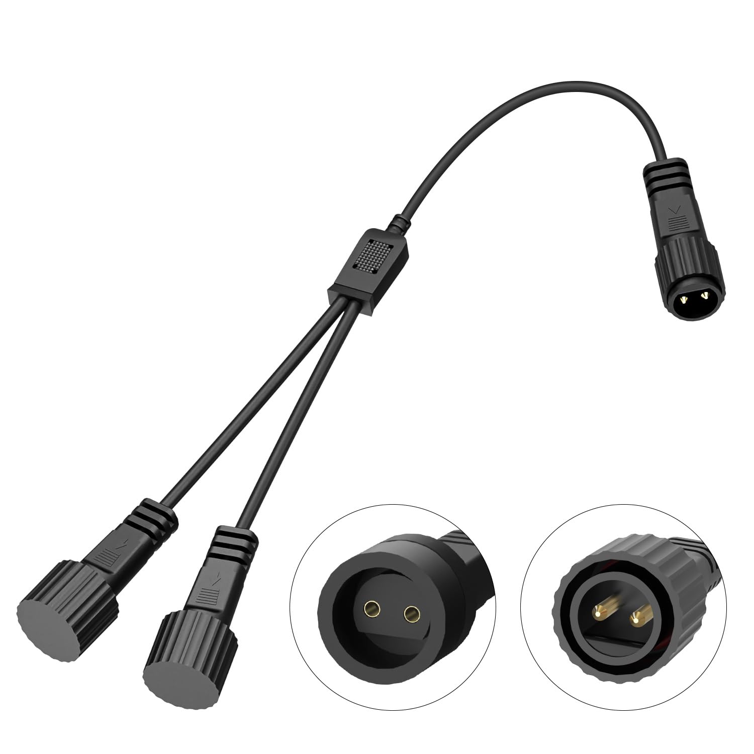Dalugo Christmas Lights Splitter Connector, IP65 Waterproof Two Pin Connectors for Fairy, Icicle, Curtain, Net, and G40 Globe Lights