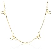 MBW Bow Necklaces for Women Trendy, Dainty Layered 14K Gold Plated Cute Bow Pearl Heart Pendant Choker Necklace Stack Love Choker Waterproof Fashion Jewelry Set Gift for Women Mom