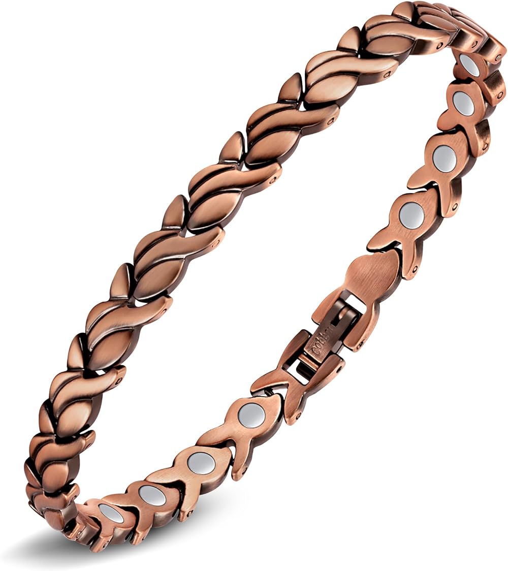 Jeracol Ladies Copper Bracelet Magnetic Adjustable 21.5cm Gift Box