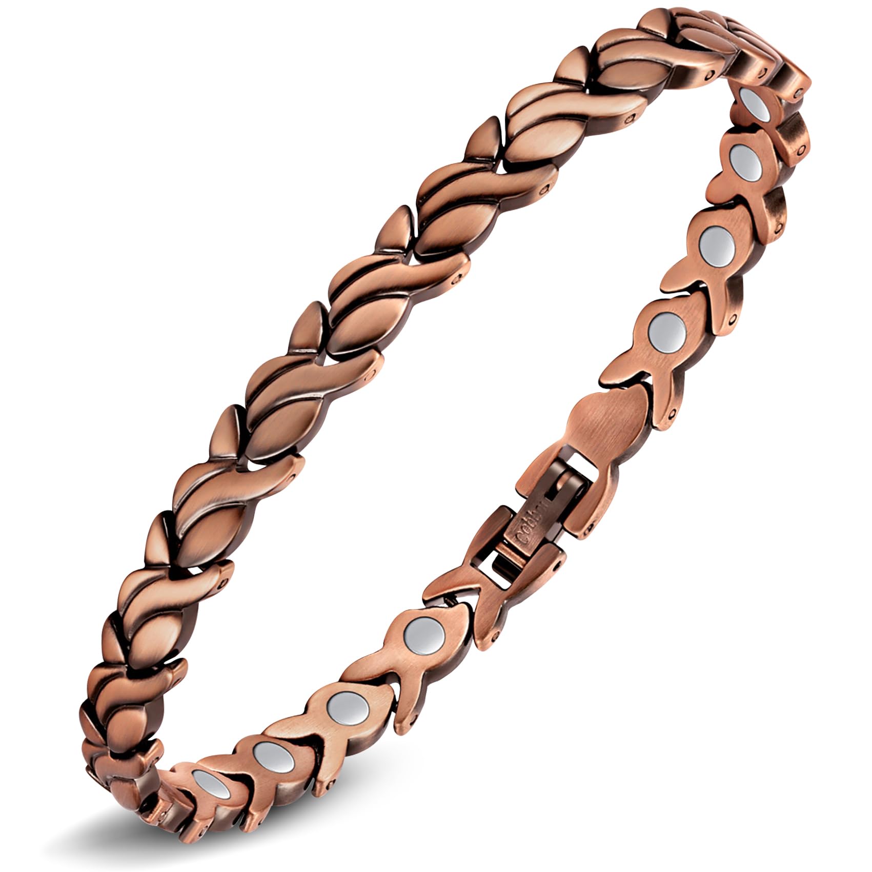 Jeracol Ladies Copper Bracelets – 99.99% Pure Copper Magnetic Bracelet for Women – Adjustable Length Included Sizing Tool in Gift Box