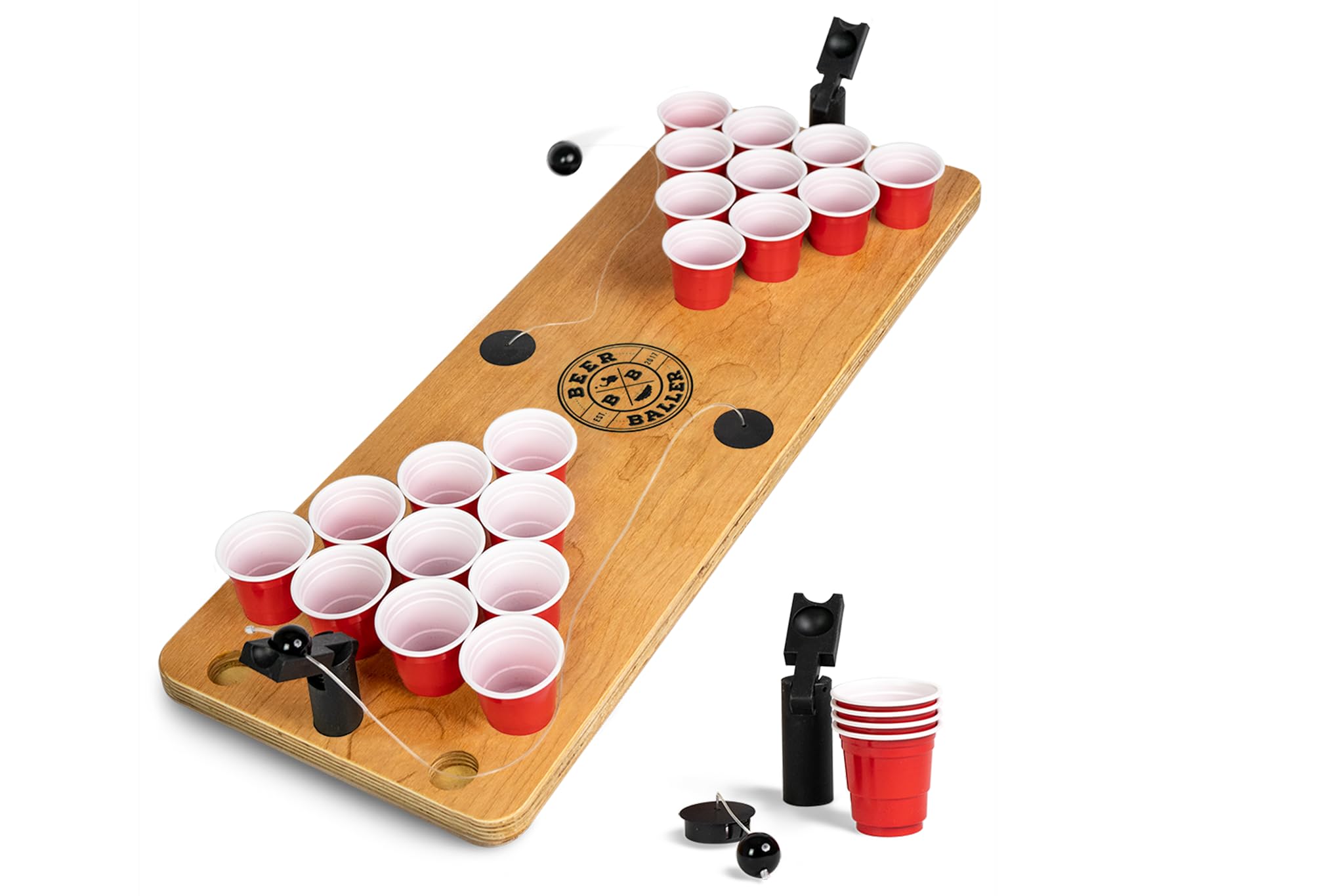 BeerBaller® Shot Pong Cherry - Beer Pong as Shot Version | Drinking Game Highlight 2024 | 24 Shot Beer Pong Cups | Party Gadgets | Drinking Games for Adults | Drinking Games Party Games 18+