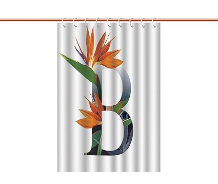 Iprint Stylish Shower Curtain Letter B Letter B With Bird Of