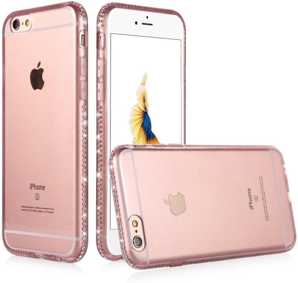 Iphone 6 Case, Sincase [Ultra Thin] Soft Full Body Tpu Sleeve Iphone 6 [Liquid Diamond] Clear Protective Back Cover Skin with Luxury Bling Bumper Glitter Crystal Frame Slim for Iphone 6 4.7 (Rosegold)