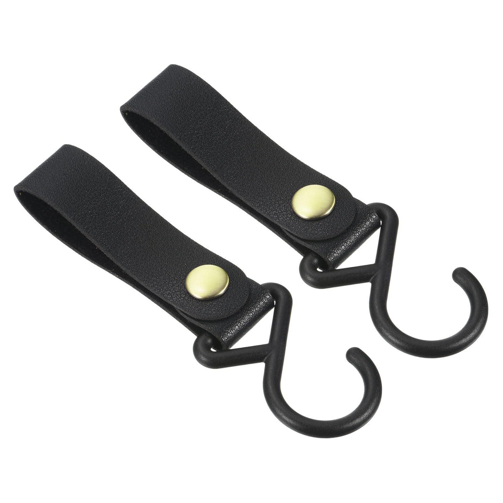 M METERXITY 2 Pack Camping S Shelf Hooks - Leather Straps with Hooks Camping Light Hook Hangers, Apply to Hanging Pots Pans Cups (Black)