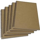 YUREE Spiral Notebook Lined, B5 Soft Cover Spiral Journal, 5 Notebooks Per Pack, 60 Sheets (120 Pages), 10.2" x 7.2", Brown