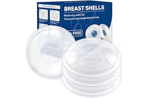 Babebay Breast Shells, Milk Collectors for Breastfeeding, Protect Sore Nipples, Collect Breastmilk Leaks, Soft Silicone Material, Reusable, 4 PCS