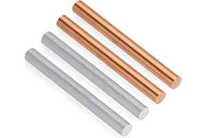 OGANAZI 4PCS Pure Copper Zinc Rod, 99.99% High Purity Solid Copper Zinc Bar, Metal Round Rod with 100 mm Length and 10 mm Diameter for Electroplating, Metal DIY Craft Project (2 Copper, 2 Zinc)