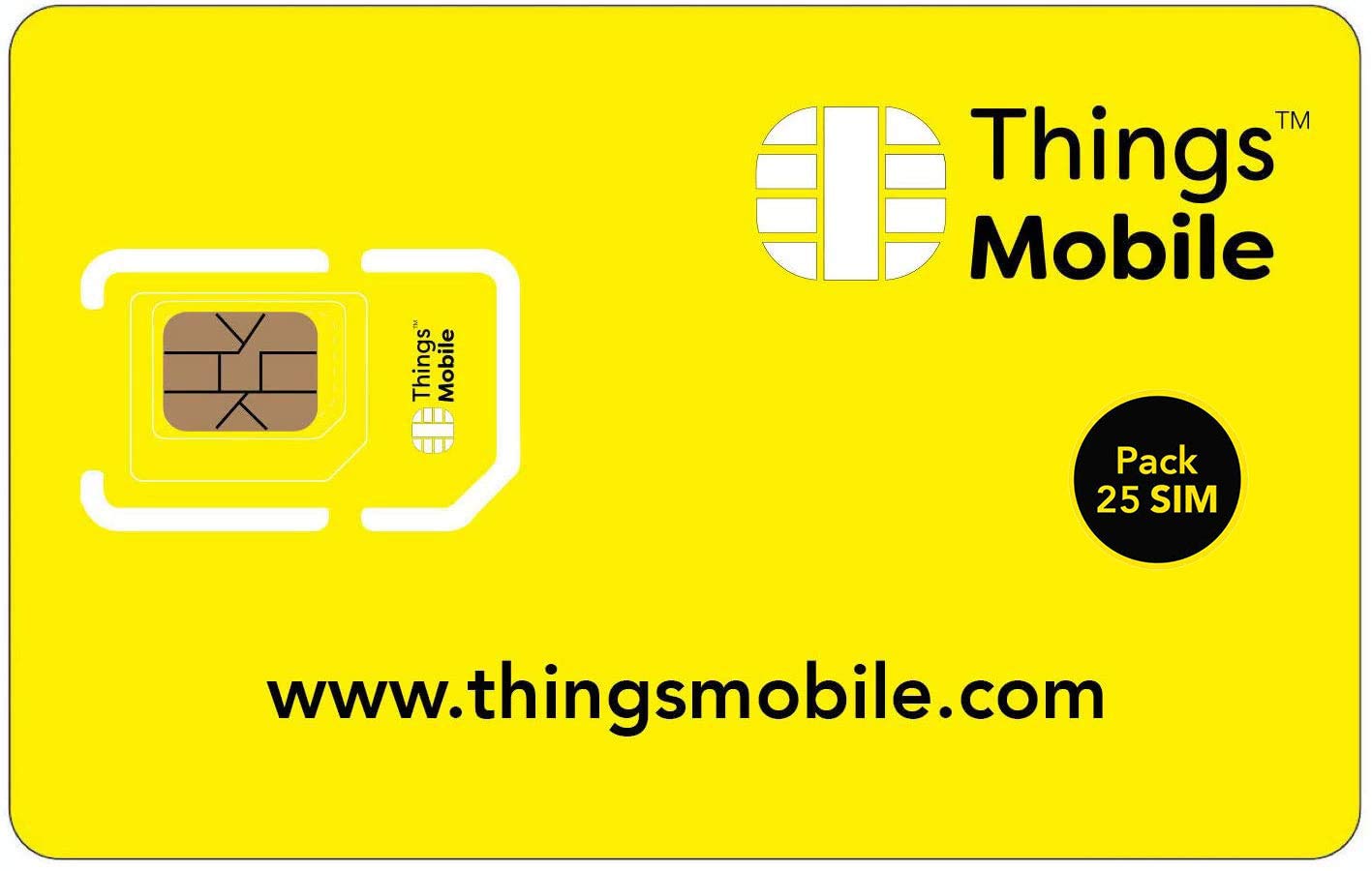 PACK OF 25 IOT and M2M SIM Cards - Things Mobile - Global Coverage, Multi-Operator, No Fixed costs. Ideal for Automotive, GPS Tracker, Telemetry, Alarm, Smart City, Automotive, Etc. No Credit Included