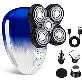 5-in-1 Electric Head Shavers for Bald Men,Wet Dry Waterproof Cordless Men's Rotary Razor for Head/Face,Grooming Kit with Nose Trimmer-Hair Clippers, LED Display, USB Type-c Charging Rechargeable