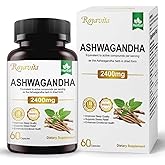 Royavita Ashwagandha Supplements 2400mg Organic with Black Pepper Vitamin B12 & B6 for Max Absorption Stress Relief Athletic Performance for Men & Women 60 Capsules