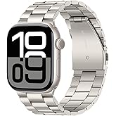Tasikar Band Compatible with Apple Watch Band 42mm (Series 10/11) 41mm 40mm 38mm Premium Stainless Steel Metal Replacement Strap Compatible with iWatch SE Series 11 10 9 8 7 6 5 4 3 2 1, Starlight