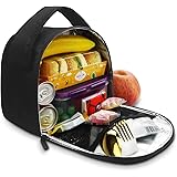 Gloppie Lunch Box Insulated Lunch Bags for Women Men Lunch Cooler Bags Black Lunch Tote Bag Bento Box Containers Lunch Pail A