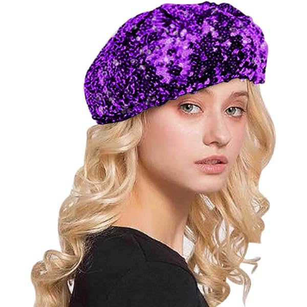JUMISEE Sparkly Sequin Berets for Women Girls Fashion Beanie  display picture 2