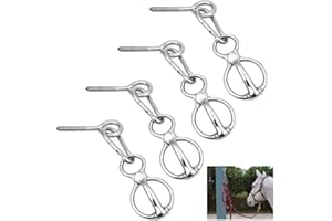 Homaisson 4 PCS Horse Tie Rings, Horse Tie Ring with Quick Snap and Eye Bolt, Heavy Duty Stainless Horse Tack and Supplies, Magnetic Safe Horse Tie Ring, Horse Training Equipment for Pulling Back