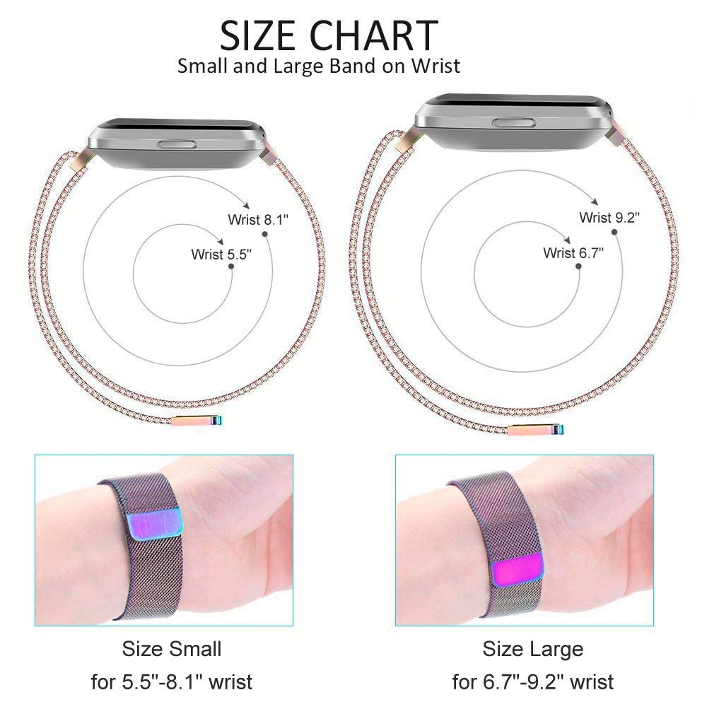 ChicGuide Fitbit Versa Armband, Milanese Fitbit Versa Ersatzarmband Edelstahl Fitbit Versa Armbänder (Bunt, Small)