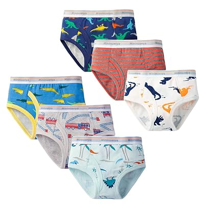 Boys Underwear Briefs 100% Cotton Toddler Kids Undies 6 Pack