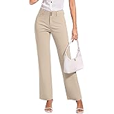 FUNYYZO Women Stretch Business Straight Leg Dress Slacks Pants with Pockets Wear to Work 2026 Casual Suitpants