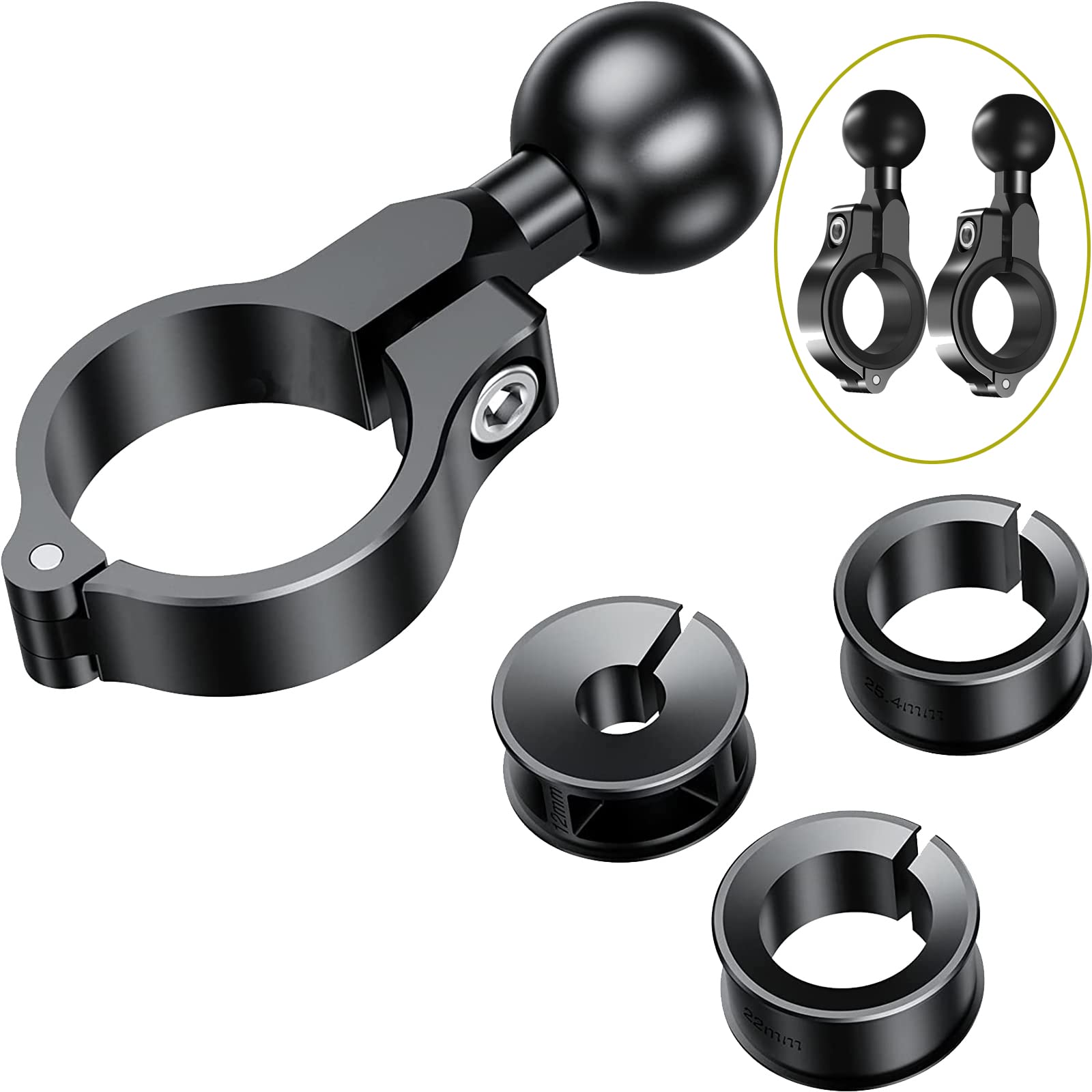 1 Inch Ball Mount Accessories Aluminium Alloy Suitable for Handlebar Mount Ball Compatible with 1 Inch Ball Pan Systems (Black R3 x 2)