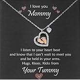 Game On Novelties New Mommy Gift From Tummy for Mom to Be Necklace 1st Mother's Day Pregnancy Baby Shower Push Present First Time Expecting Mama pregnant wife daughter in law sister