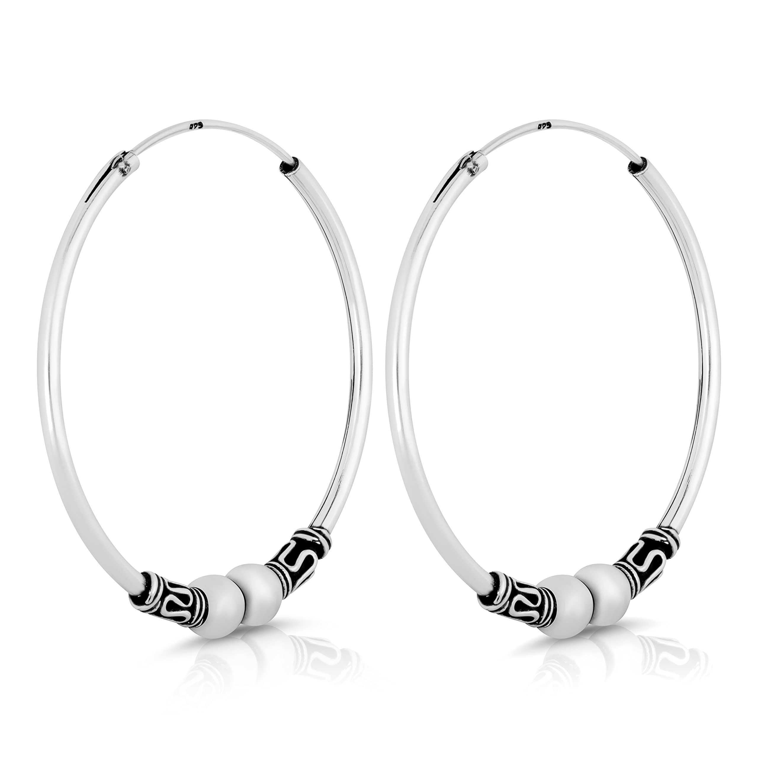 NKlaus Pair Ø 40mm Bali Creole Balls Celtic 925 Sterling Silver Men Gothic 4412