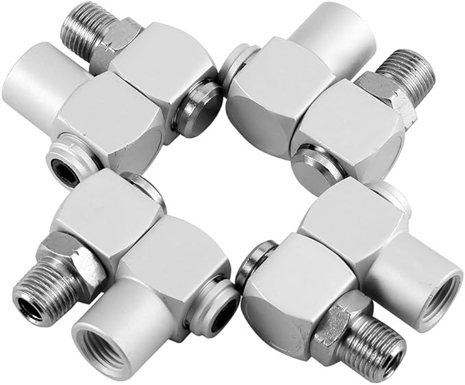 4pcs Aluminum 1/4" 360 Degree Swivel Air Hose Connector Industrial
