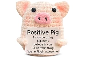 WEZADUK Funny Positive Crochet Pig Gifts for Women Friends Female, Pink Mini Handmade Emotional Support Plush Pig Decor, Cute Mothers Day Birthday Gifts