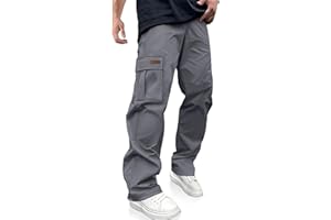 PLEPAN Men's Casual Cargo Pants Drawstring Hiking Pants Workout Tactical Joggers Sweatpants for Men