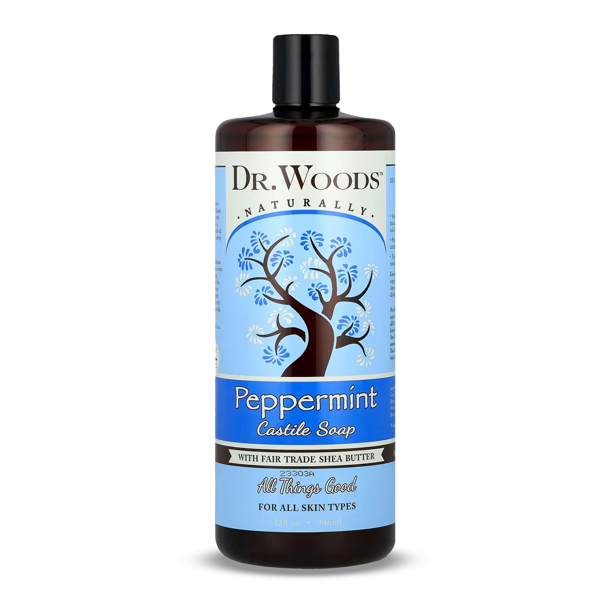 Dr. Woods Pure Castile Peppermint Soap with Organic Shea Butter, 32 Ounce