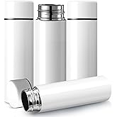 Vesici Mini Water Bottles 4.4 oz Cute Small Insulated Stainless Steel Purse Water Bottles Pocket Slim Flask Keeps Drink Cold and Hot for Women Lunch Bag Coffee(White,4 Pack)