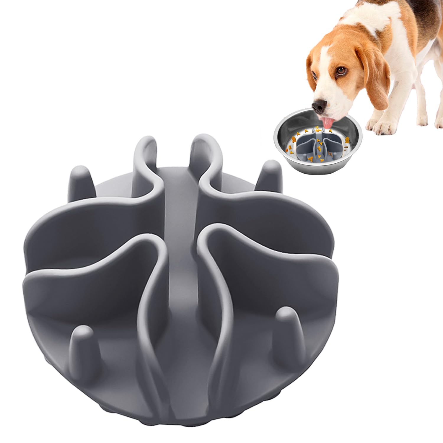 1 Piece Pet Licking Bowl, Slow Feeder, Silicone Feeding Bowl, Pet Accessories, Anti-Stick Bowl, Pet Feeding Supplies, Anti-Slip Feeding Tool (Grey)