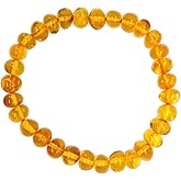 Baltic Amber Stretch Bracelet for Adults (Women/Men) - Hand made From Polished/Certified Baltic Amber Beads(5 Colors)