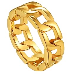 Cuban Link Gold Plated Ring for Man Gift Hip Hop