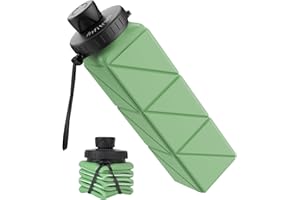 Infitran Collapsible Water Bottles, BPA-Free Leak-Proof Silicone Foldable Water Bottle Cup 20.6oz, Durable Lightweight Bottle for Gym Travel Camping Hiking Running Sport,Green
