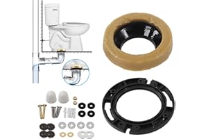 Toilet Wax Ring Kit with Brass Bolts & Flange Plate - Complete Sealing Set for Floor Mounted Toilets, Includes Washers, Gaske