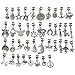 RUBYCA 120Pcs Tibetan Silver Color Connector Bails Mix Beads with Pendant fit Charm Bracelet 201