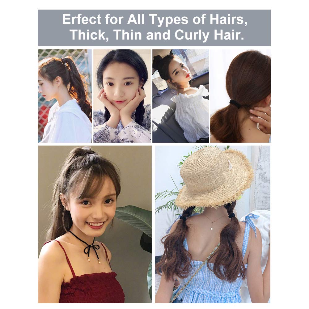 Elastic Hair Ties, ECADY (100-Pack 5-Neutral Color) No-Metal Hair Bands Ponytail Holder for Women Girls Hair Accessories - 4mm : Beauty