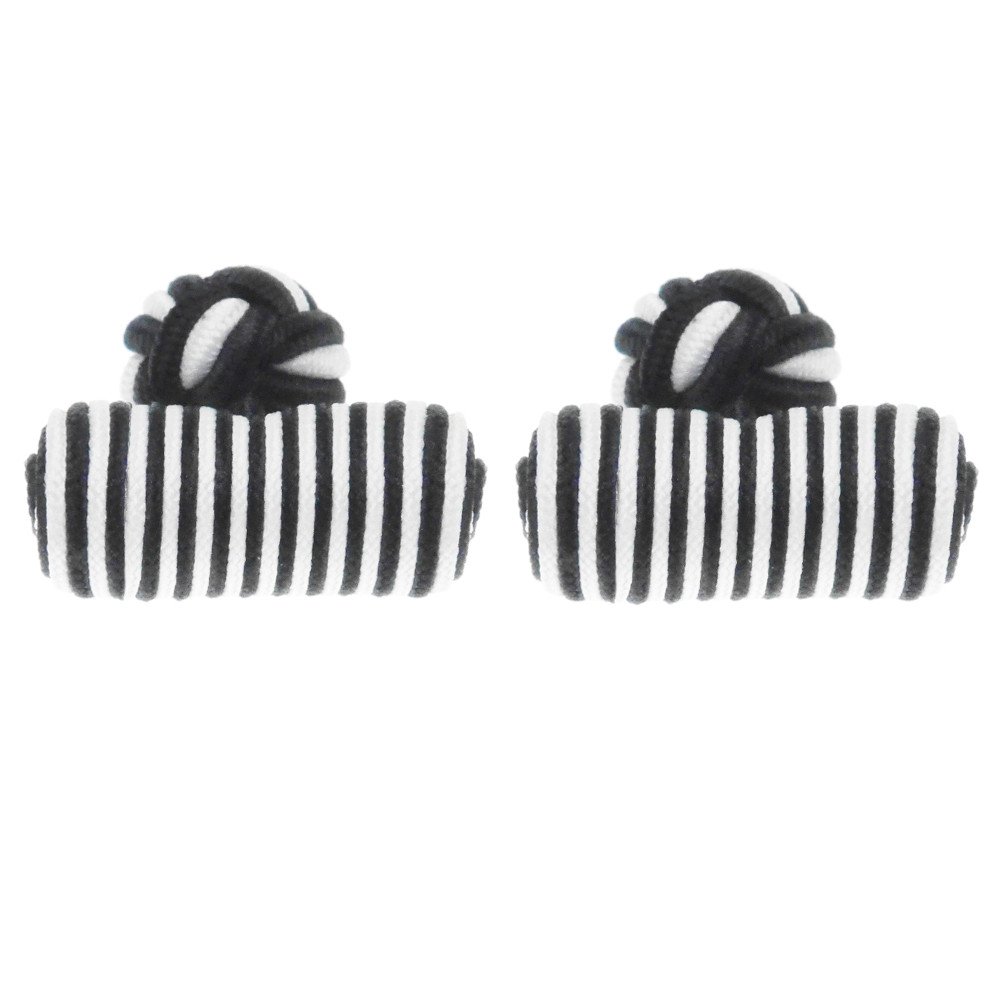 HONEY BEAR Mens/Women Silk Knot Fabric Cufflinks for Shirt/Dress Business Wedding Gift, Cylinder Shape (Black)