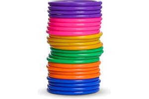 Topbuti 24 Pcs Multicolor Plastic Toss Rings Ring Toss Game Carnival Rings for Speed and Agility Practice Games, Garden Backy