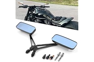 DREAMIZER Motorcycle Mirrors Compatible with Harley Davidson - 8MM 10MM Universal Rectangle Mirror for V Rod Night Softail Rod Breakout Sportster 48 883 1200 Street Electra Glide Road Glide and More